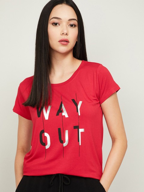 

Fame Forever by Lifestyle Women Red Typography Printed T-shirt