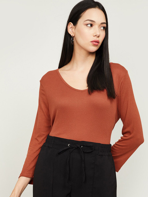 

Fame Forever by Lifestyle Rust Brown Regular Top