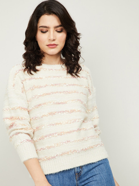 

Fame Forever by Lifestyle Women Off White Self Designed Pullover Sweatshirt