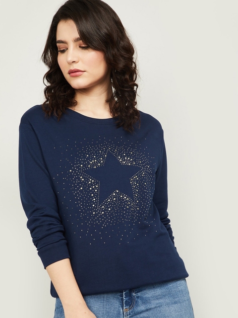 

Fame Forever by Lifestyle Women Navy Blue Embellished Sweatshirt