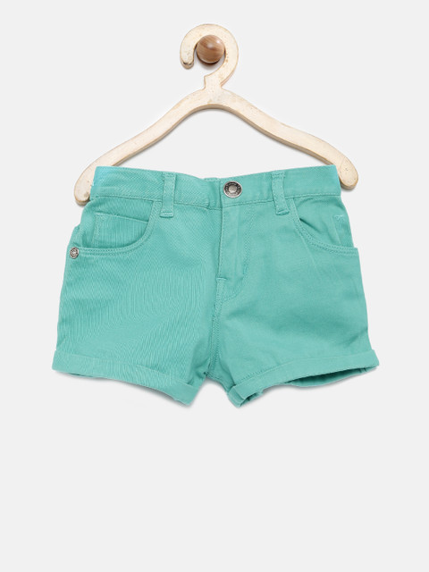 

Palm Tree by Gini & Jony Girls Turquoise Blue Solid Regular Fit Shorts