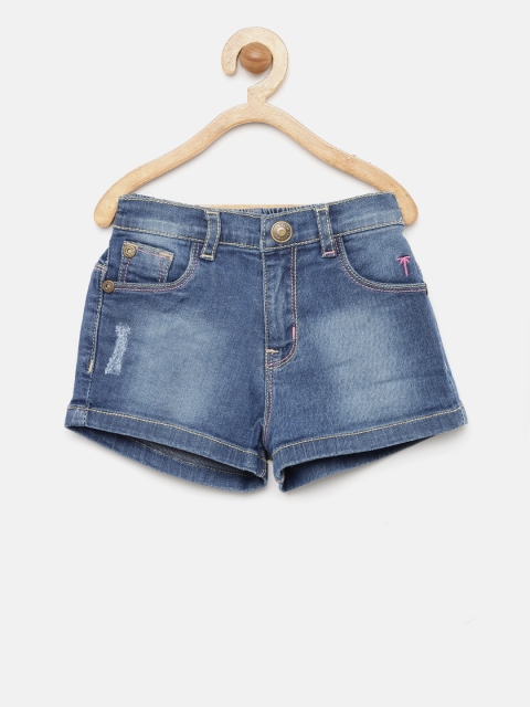 

Palm Tree Girls Blue Washed Denim Shorts