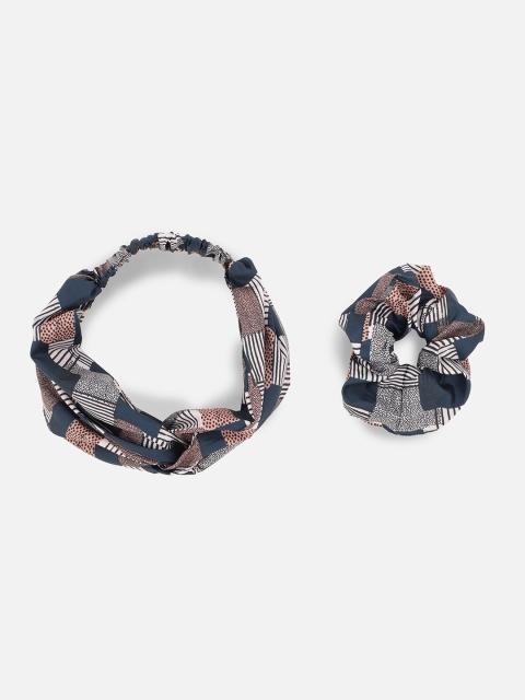 

Aditi Wasan Women Grey & White Set of 2 Printed Hairband