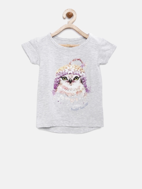 

Gini and Jony Girls Grey Printed Top