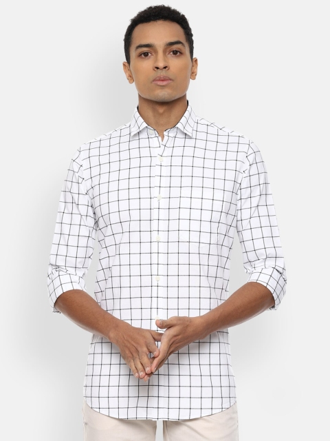 

Van Heusen Sport Men White & Black Slim Fit Opaque Checked Pure Cotton Casual Shirt