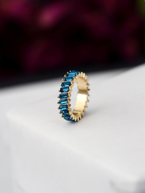 

Bellofox Blue & Gold-Toned CZ-Studded Clarissa Statement Finger Ring
