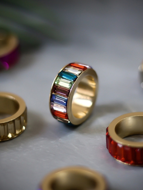 

Bellofox Gold-Toned & Blue Stone-Studded Melissa Statement Finger Ring
