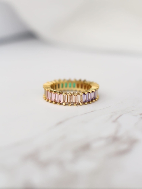 

Bellofox Multicolor Gold-Plated CZ-Studded Finger Ring, Multi