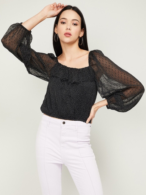 

Ginger by Lifestyle Black Embellished Crop Top