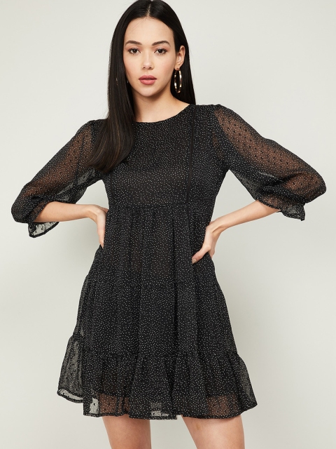 

Ginger by Lifestyle Black & Off White A-Line Mini Dress