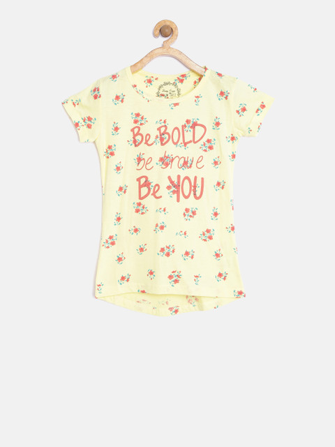 

Palm Tree by Gini and Jony Girls Yellow Floral Print Top