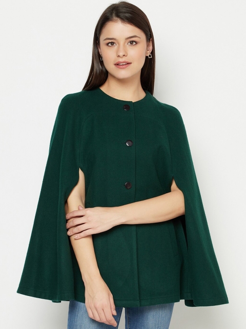 

Owncraft Women Green Solid Regular-Fit Pea Coat