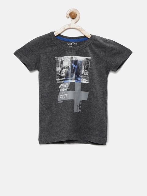 

Palm Tree Boys Charcoal Printed Round Neck T-Shirt
