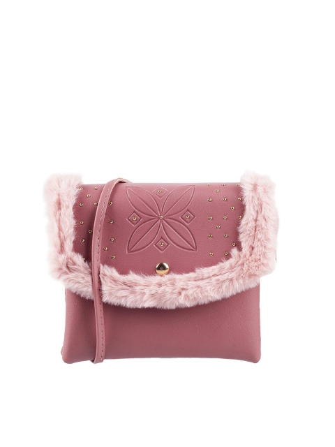 

WALKWAY Women Peach-Coloured Textured Cut Work Purse Clutch