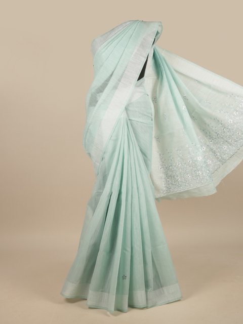 

Pothys Blue Floral Embroidered Saree