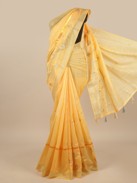 

Pothys Yellow & Grey Floral Printed Saree