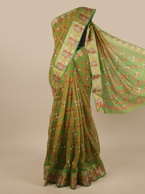 

Pothys Green & Red Paisley Printed Saree