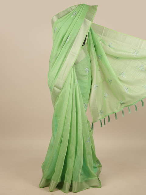 

Pothys Green Embroidered Saree