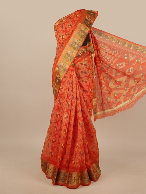 

Pothys Orange & Green Floral Printed Saree