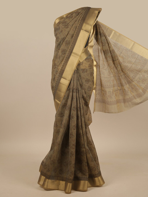 

Pothys Grey Floral Printed Saree