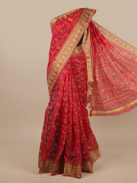 

Pothys Pink & Blue Floral Printed Saree