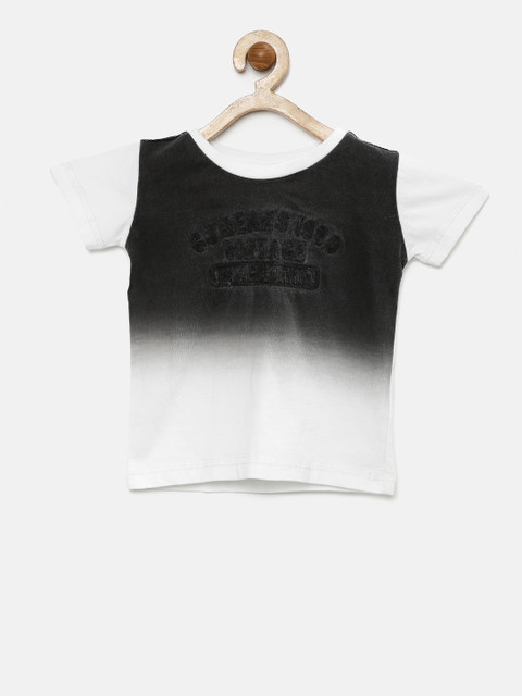 

Gini and Jony Boys Grey & White Ombre Dyed Round Neck T-shirt