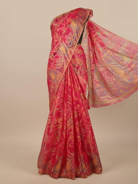 

Pothys Pink & Green Paisley Printed Saree