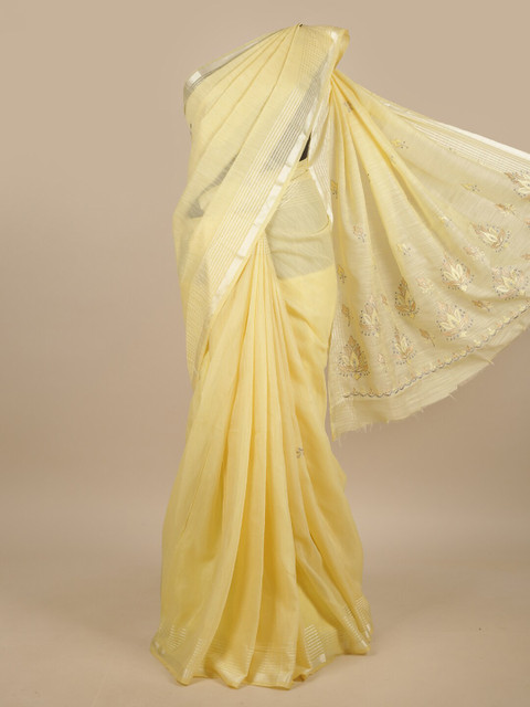 

Pothys Yellow Floral Printed Saree