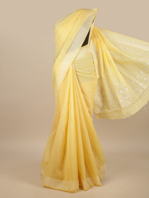 

Pothys Yellow & Off White Floral Printed Saree