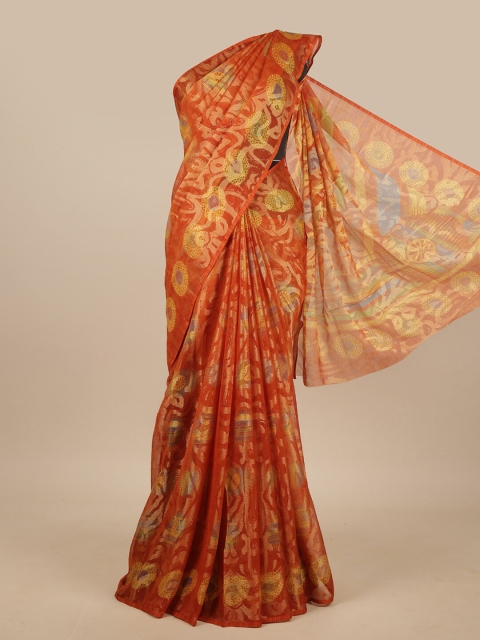 

Pothys Rust & Yellow Ethnic Motifs Printed Saree