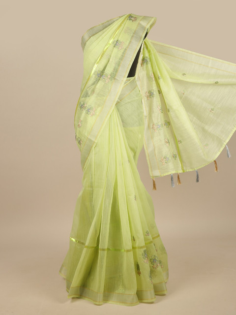 

Pothys Green Floral Embroidered Saree