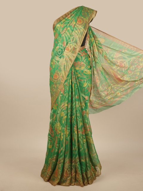 

Pothys Green & Beige Floral Printed Saree