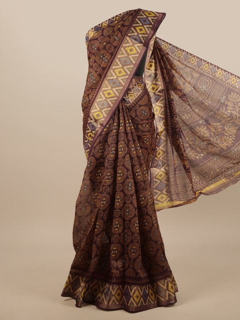 

Pothys Brown & Purple Ethnic Motifs Printed Saree
