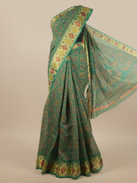 

Pothys Green & Orange Ethnic Motifs Saree