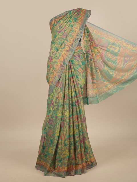 

Pothys Green & Pink Floral Printed Saree