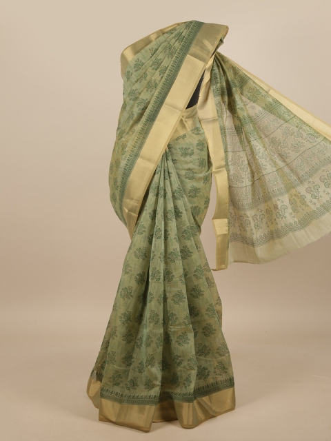 

Pothys Green & Gold-Toned Floral Saree