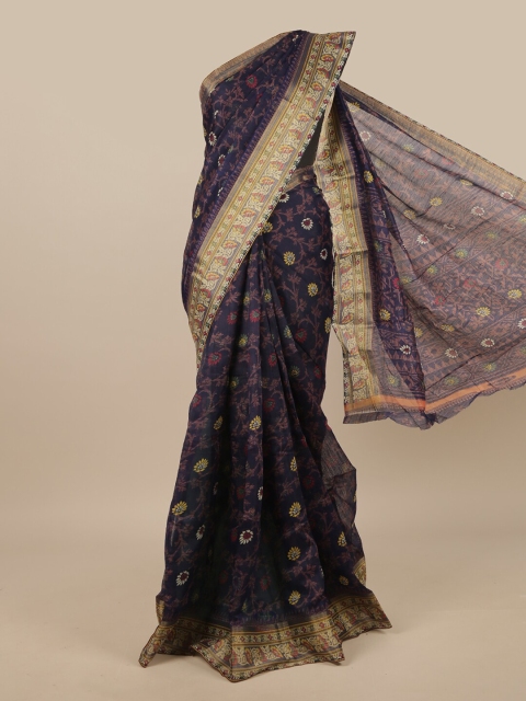 

Pothys Navy Blue & Green Floral Saree