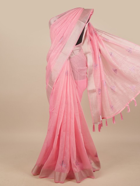 

Pothys Pink & Grey Embroidered Saree