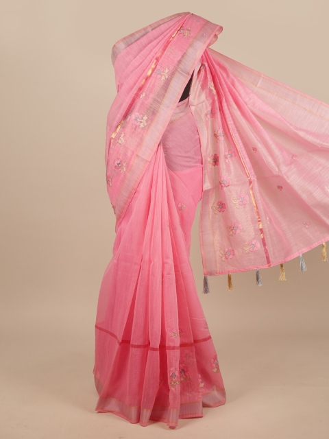 

Pothys Pink & Gold-Toned Embroidered Saree