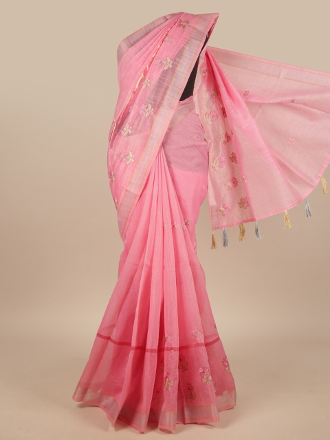 

Pothys Pink & Beige Embroidered Saree