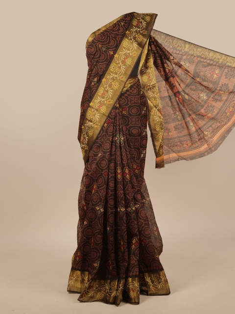 

Pothys Black & Brown Floral Saree