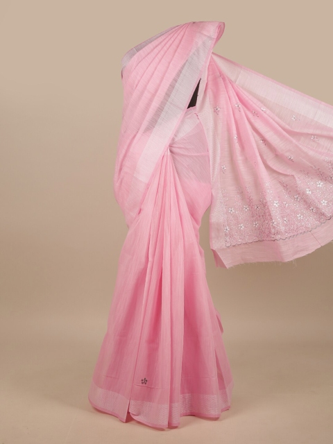 

Pothys Pink & Grey Embroidered Saree