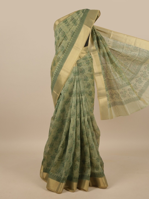 

Pothys Green & Gold-Toned Floral Saree