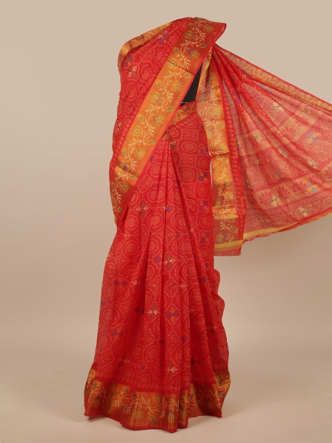 

Pothys Red & Blue Floral Saree