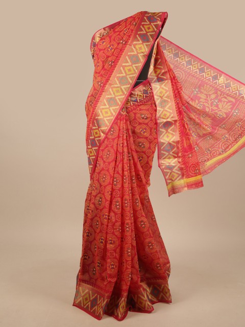 

Pothys Pink & Blue Floral Saree