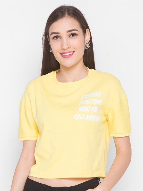 

ZOLA Yellow Cotton Regular Crop Top