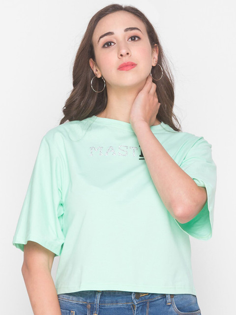 

ZOLA Turquoise Blue & Black Regular Top