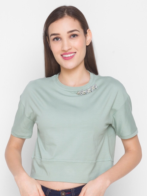 

ZOLA Olive Green Regular Cotton Crop Top
