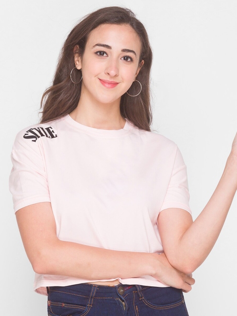 

ZOLA Pink Printed Extended Sleeves Regular Crop Top