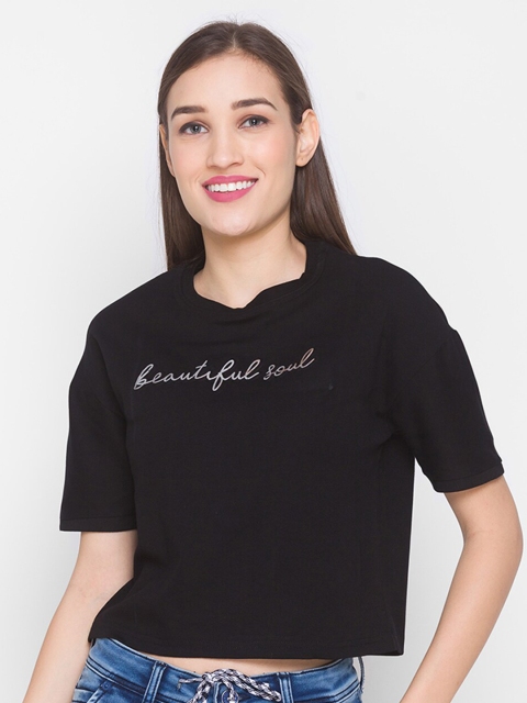 

ZOLA Black & Off White Regular Crop Top